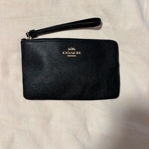 Coach Midnight Black Leather Wristlet